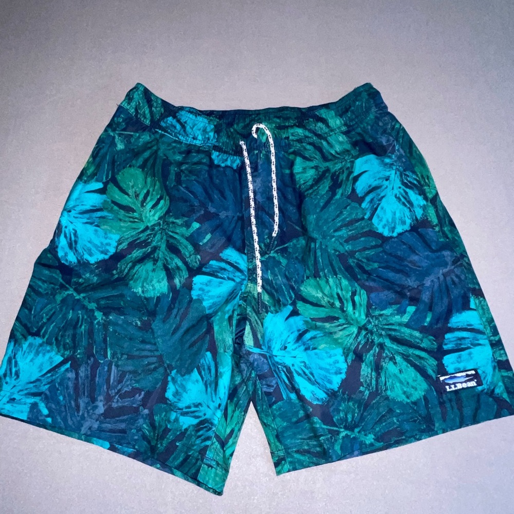 LL Bean floral all over print swim trunks